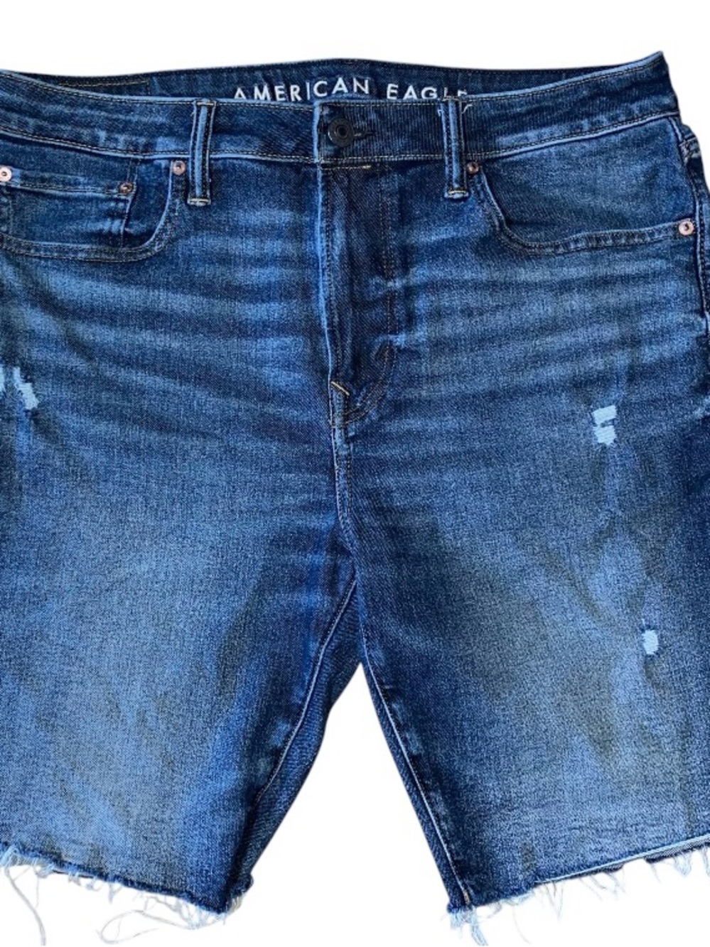 American Eagle Airflex + Denim Shorts Blue Distressed Mens Size 36 (V-1)
